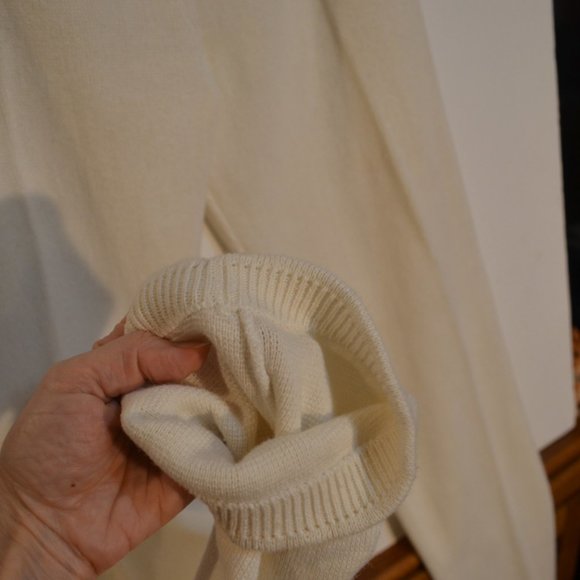 BONNIE BOERER & COMPANY (R) Ramie-Cotton White Wool Knit Pants Women Stretchy S - Picture 10 of 10